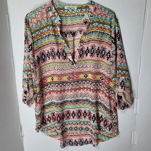 Colorful Geometric Print Women's Top